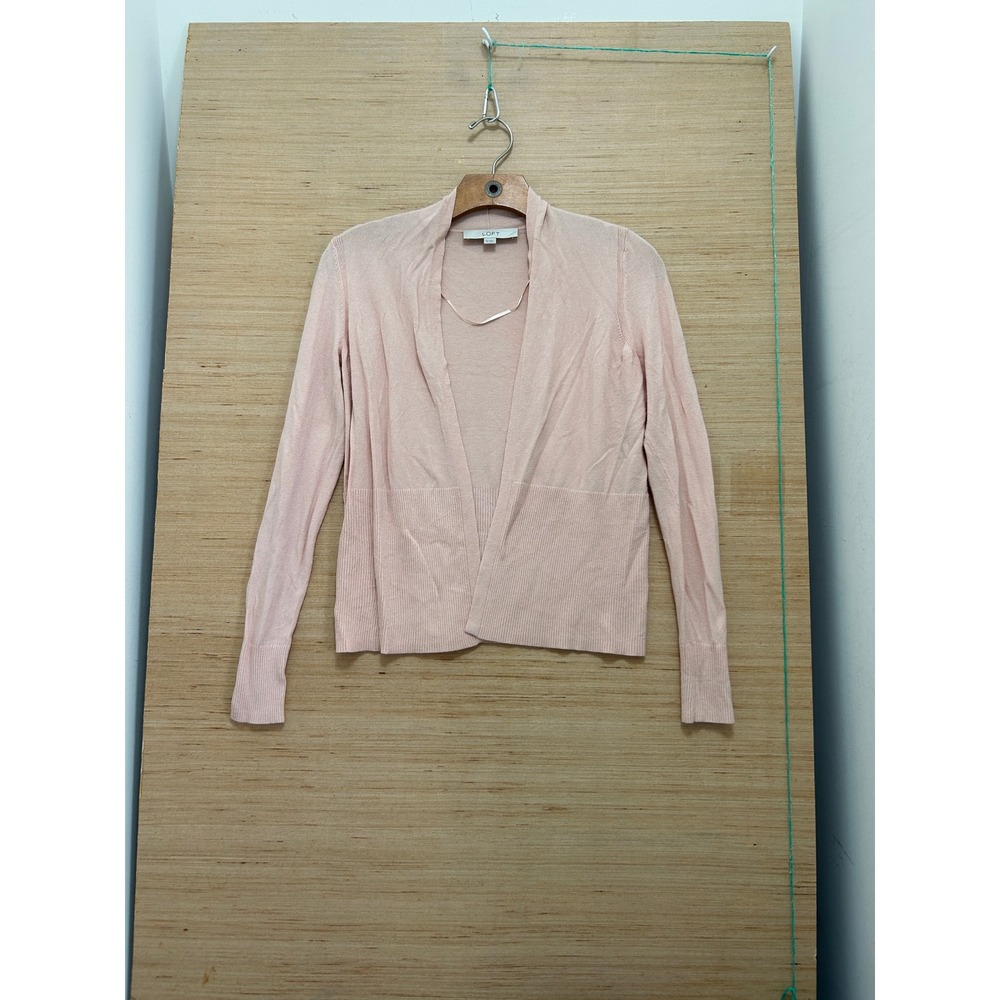 Ann Taylor Loft Womens XS Blush Pink Open Front Cardigan Long Sleeve Knit‎